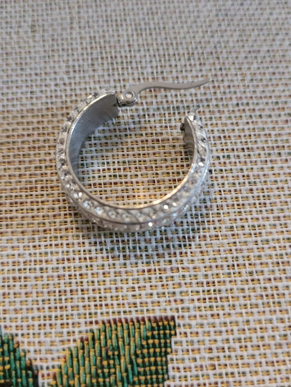 Silver Crystal Hoop Earrings - Sparkling Pavé Accent
